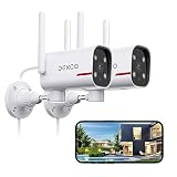 Outdoor Security Camera - DEKCO 2K Pan Rotating 180° Wired WiFi Cameras for Home Security with Two-Way Audio, Night Vision, 2.4G Wifi, IP65, Motion Detection Alarm (2 Pack )