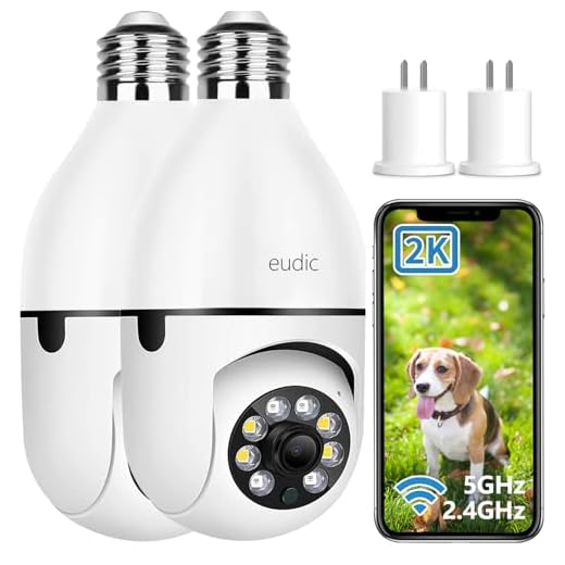 Light Bulb Security Camera 2 Pack,Free Cloud Storage 1080P 2.4G / 5G WiFi Home Surveillance Cam 360 Degree Pan,Tilt Panoramic ,Human Motion Detection, Color Night Vision, Two Way Talk, Indoor Outdoor