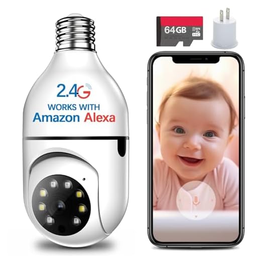 3MP Light Bulb Security Camera 2.4ghz,360 Degree Light bulb Camera Wireless Outdoor Indoor Full Color Day And Night,Motion Detection,Sound Alarm,Easy To Install,Compatible With Alexa With 64GB Card