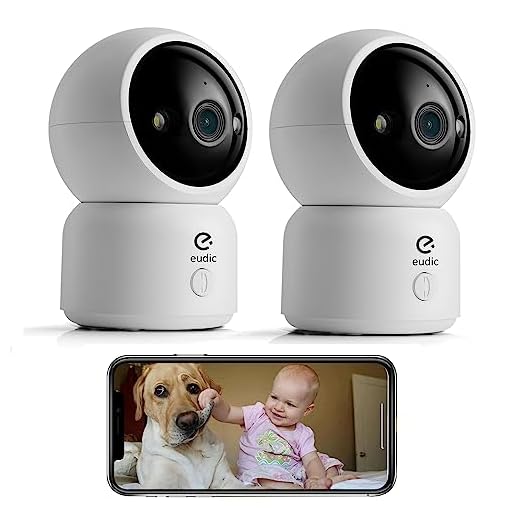 eudic Security Camera Indoor 2 Pack,Free Cloud Storage, 2K Baby Monitor for Home Security,One Touch Call,Pan Tilt Cam for Baby,Motion Detection & Tracking,2-Way Audio,2.4G/5G WiFi