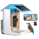 Vziwry Smart Bird Feeder with Camera, Wireless Outdoor, AI Identify 11000+ Bird Species, Automatic Bird Video Recording, 64G TF Card, Solar Powered, Hummingbird Feeders, Ideal Gift for Bird Lovers