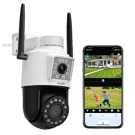 eudic Security Camera Outdoor Dual Camera 1080P, Free Cloud Storage,Auto Tracking 360° PTZ WiFi Outdoor Security Camera for Home Security,AI Montion Detection, 2 Way Audio,Spotlight & Sound Alarm