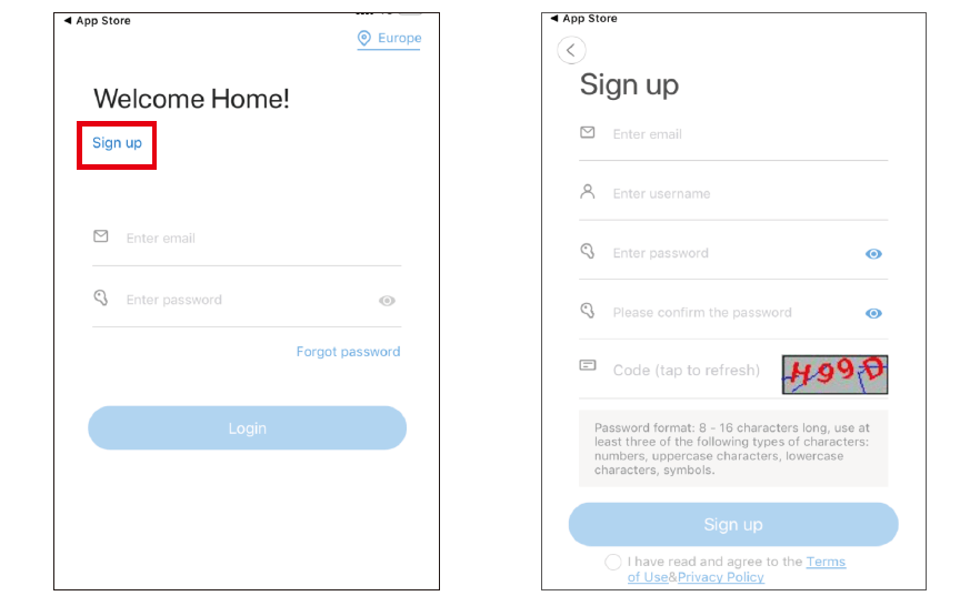 Download APP and register an Account