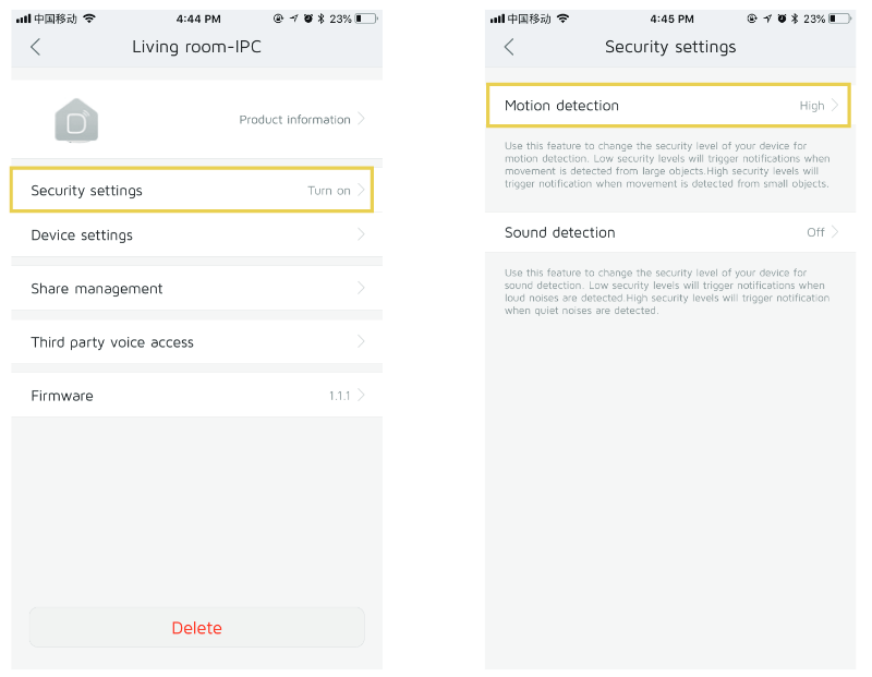 Motion Detection Setting