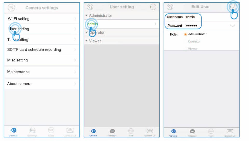 Change Username and password