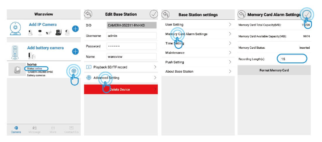 Memory Card Alarm setting