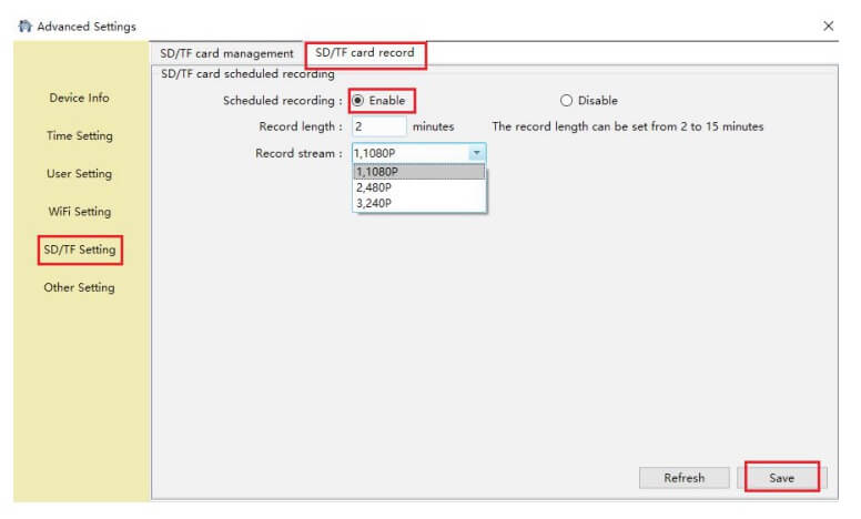 SD:TF Setting