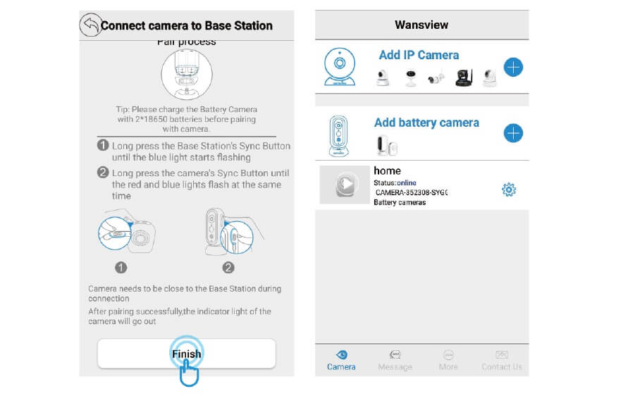 Sync Battery Camera to Base Station