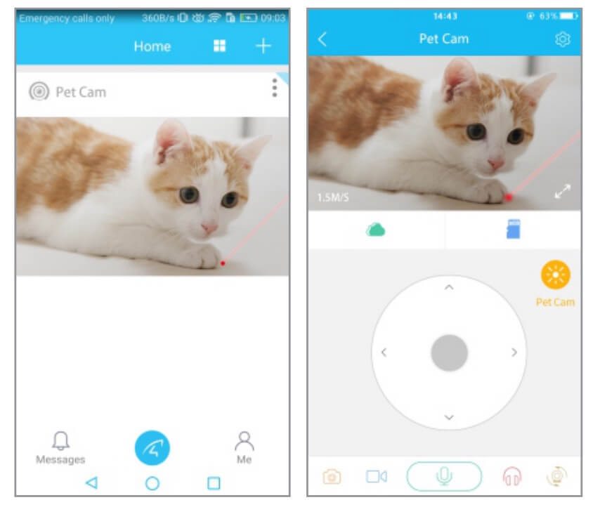 How does the‘ Pet Cam’ button work?