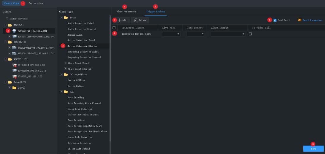 Configure Alarm-Triggered Action