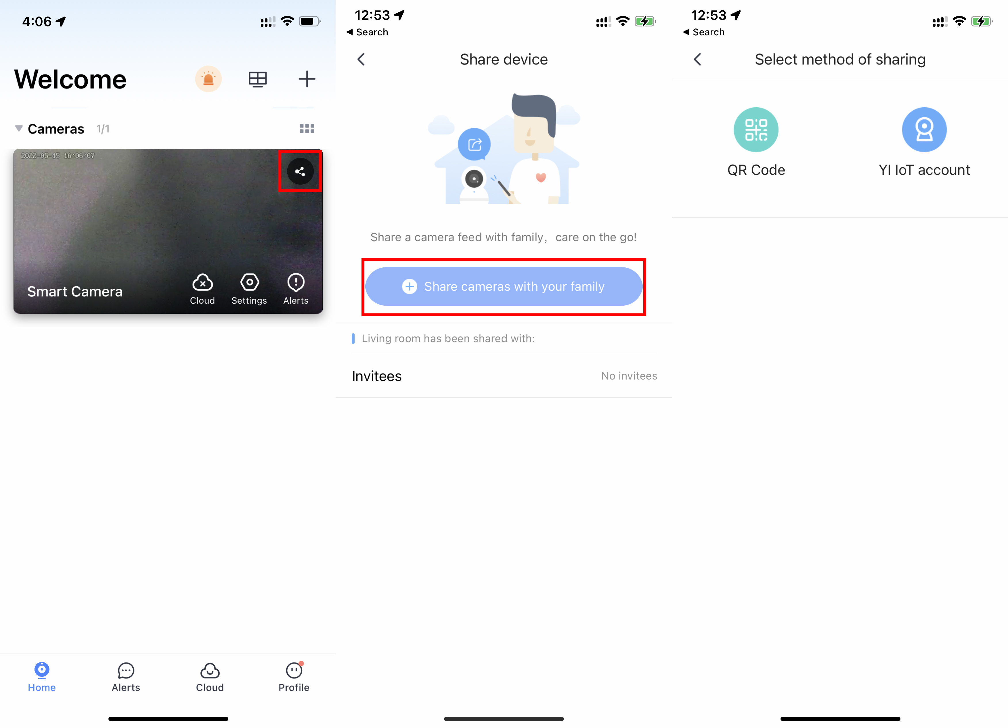Share the camera - yi iot