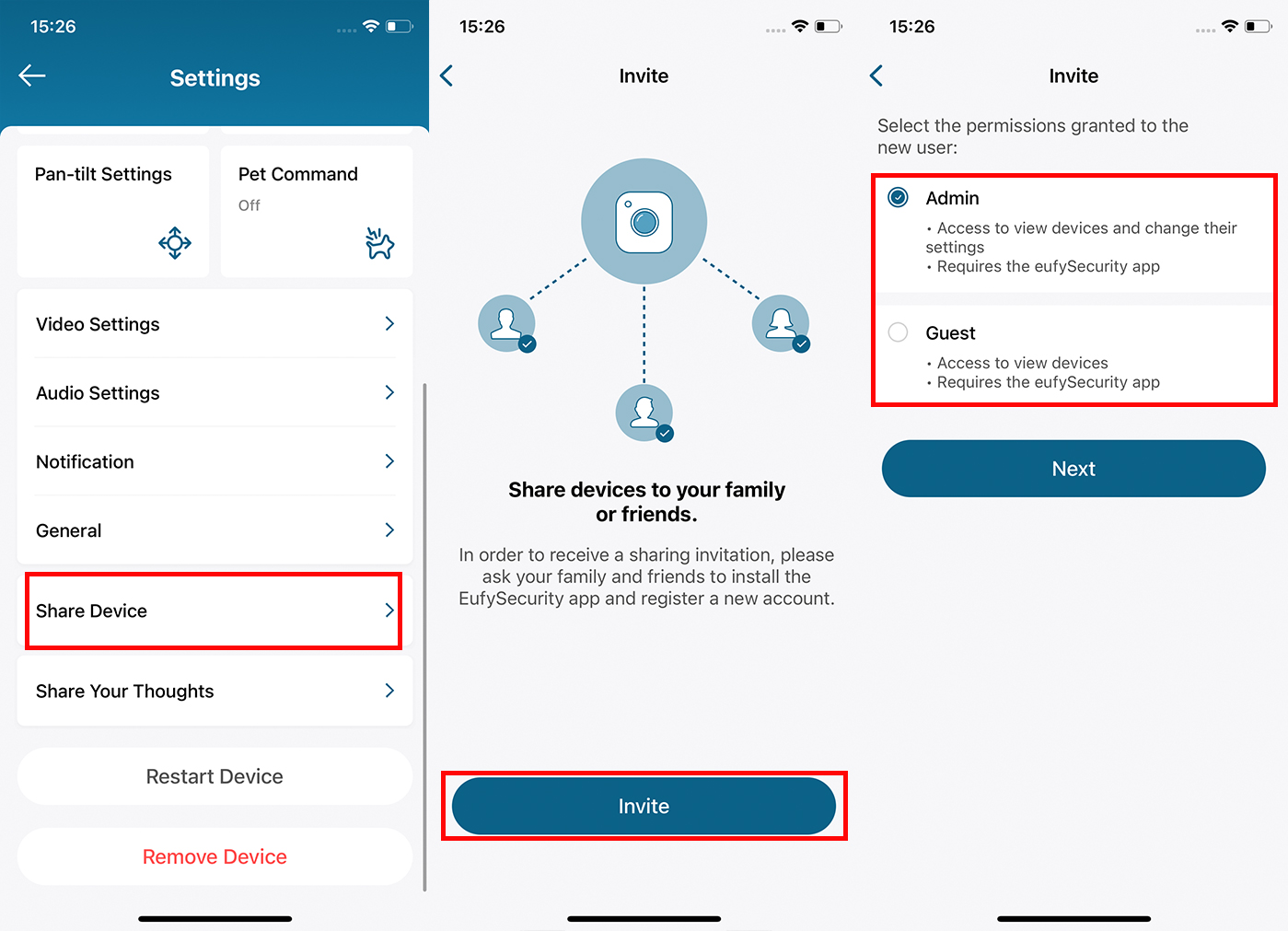 How to share eufy Security camera?