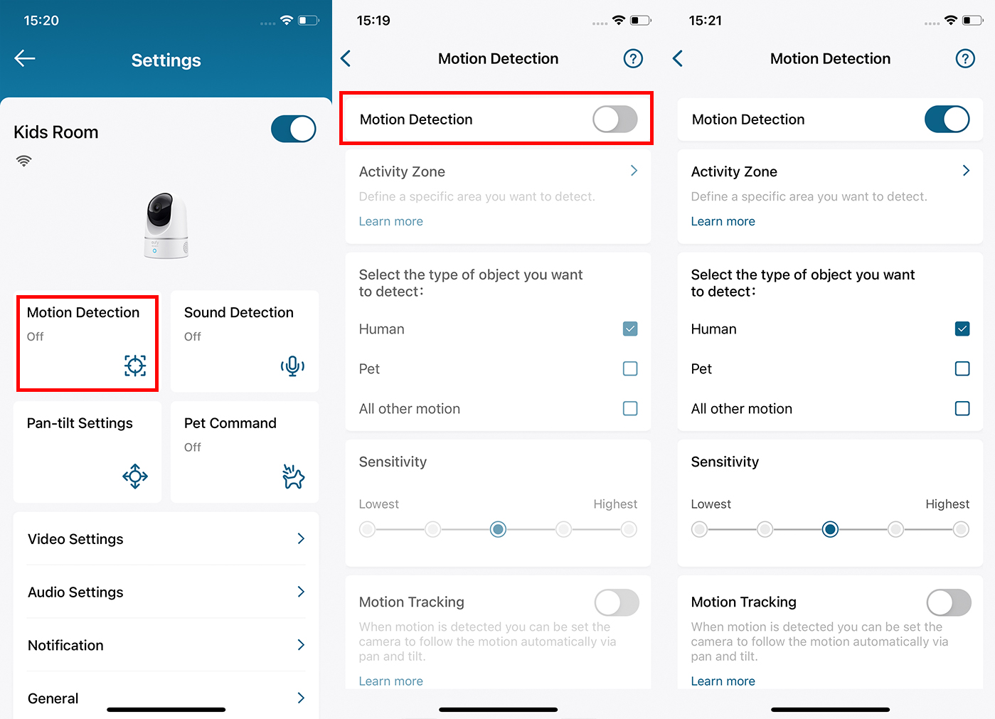 Motion Detection Settings