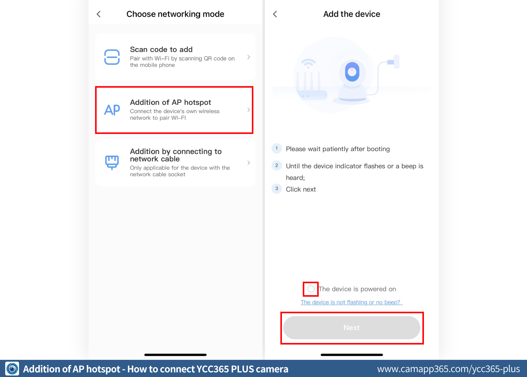 Addition of AP hotspot - How to connect YCC365 PLUS camera