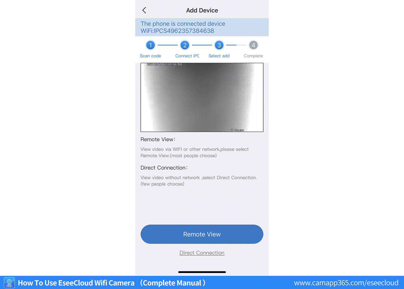 Connect EseeCloud camera - Hotspot mode