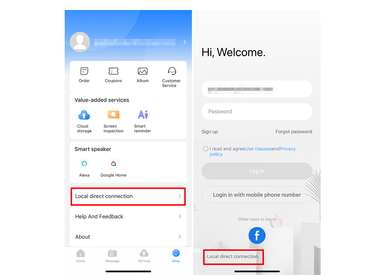 Local connection to YCC365 PLUS