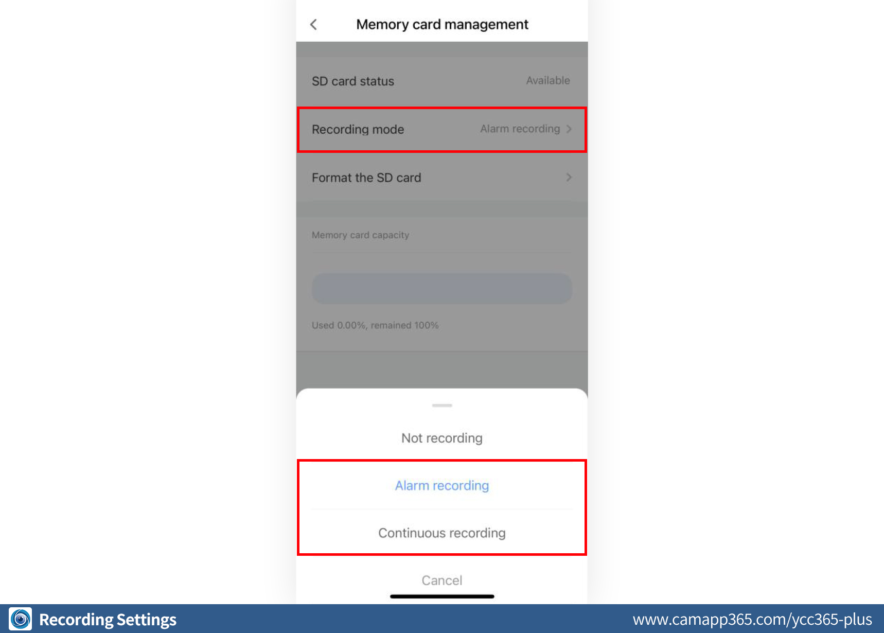 Recording Settings - Camera Function Setting