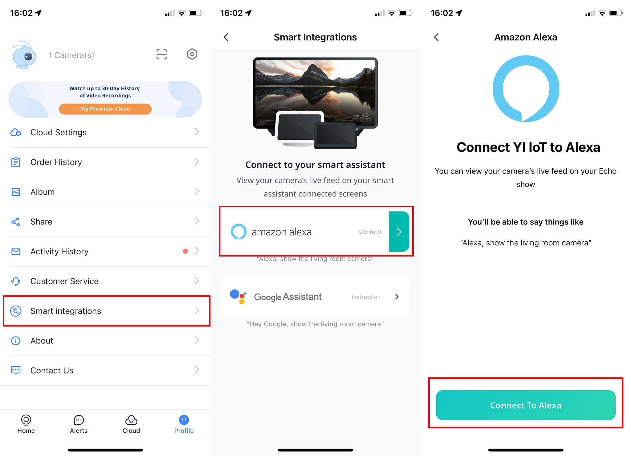 Connecting YI IOT cameras to amazon alexa