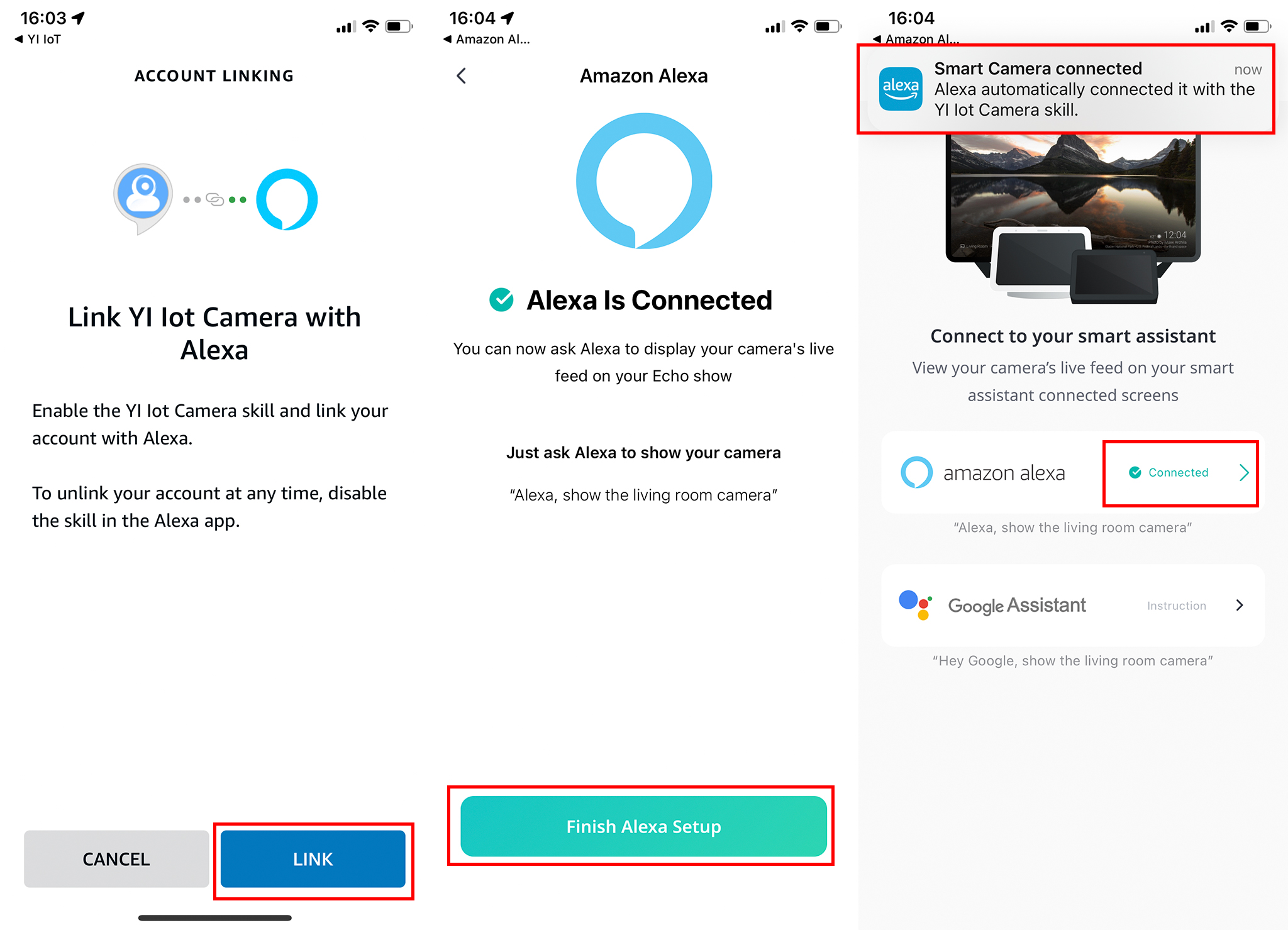 Connecting YI IOT cameras to amazon alexa