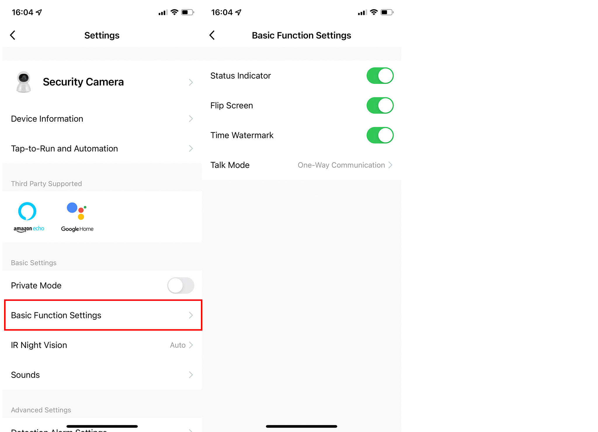 Basic Function Settings - set up Smart Life or Tuya camera