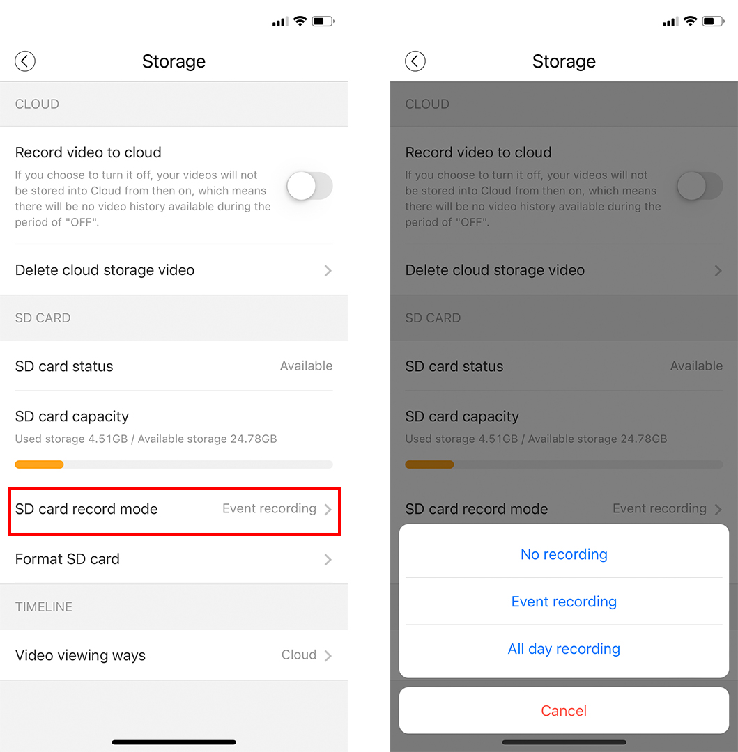 Set up memory card recording