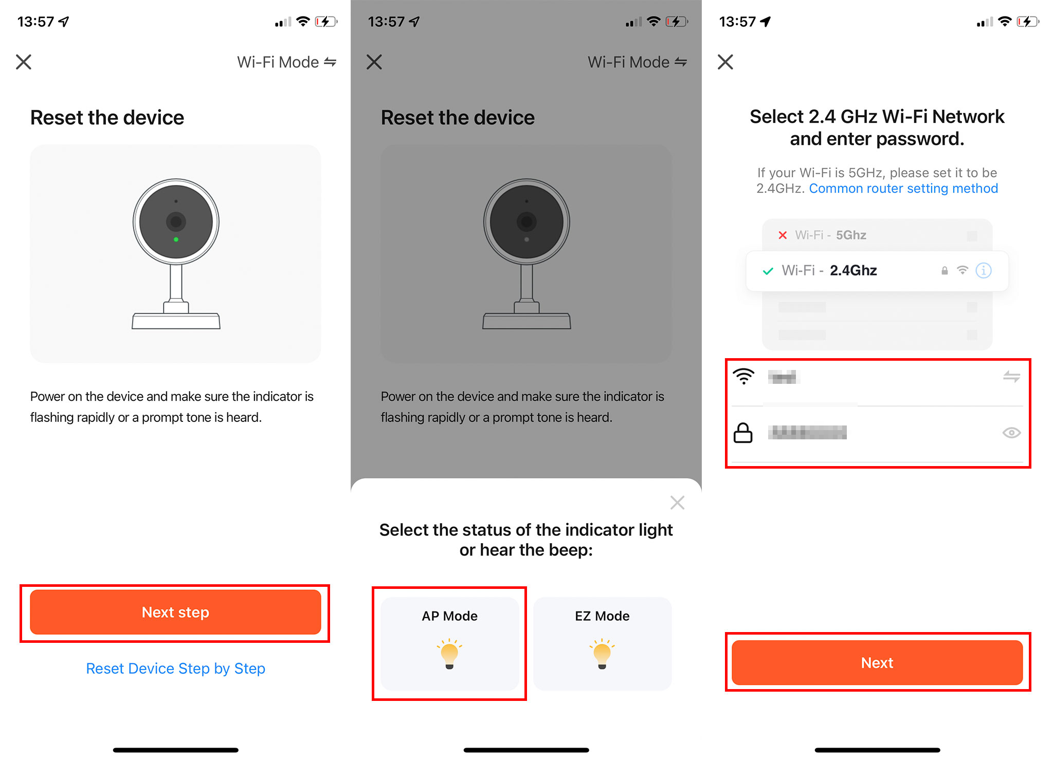Wi-Fi Mode connected camera
