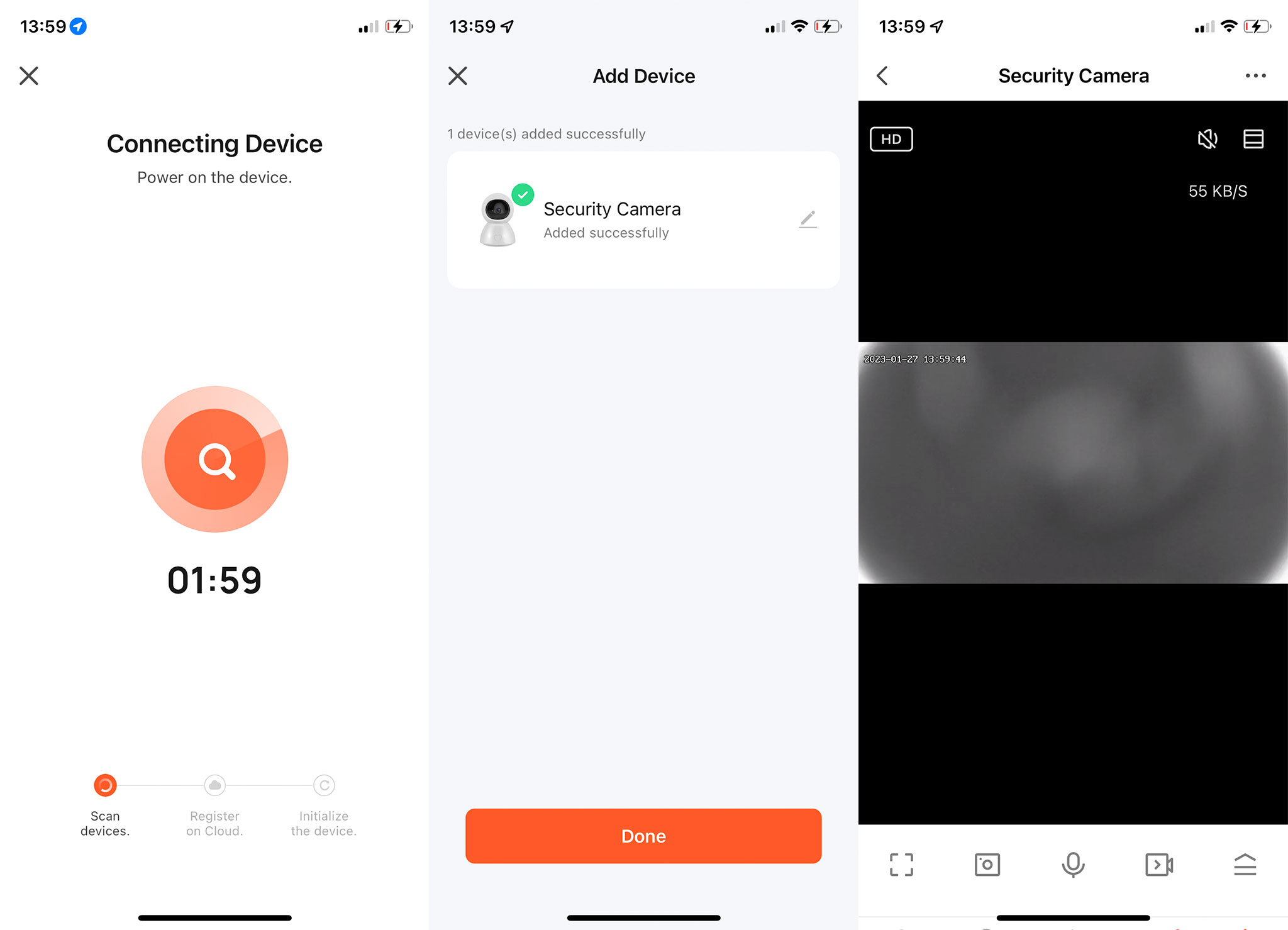 Wi-Fi Mode connected camera