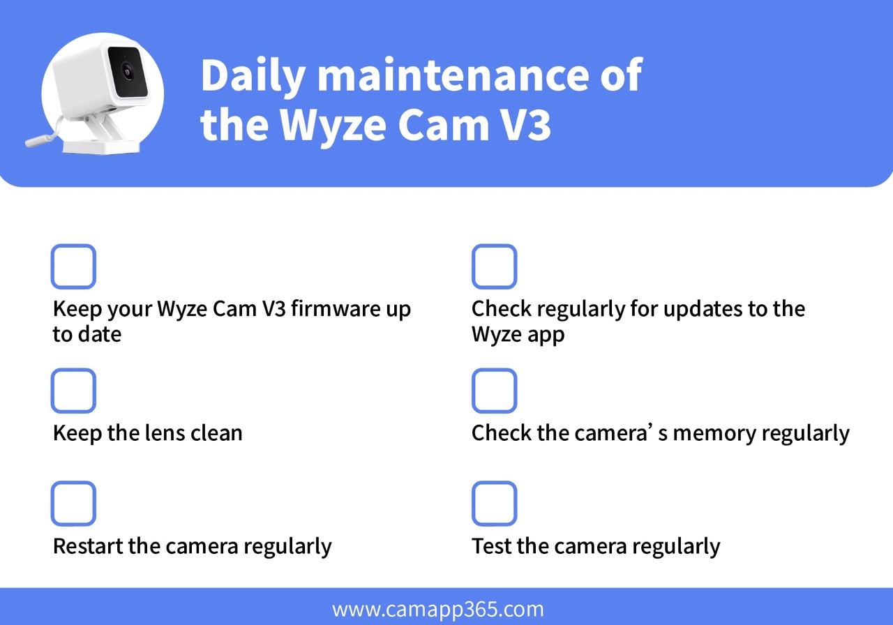 Daily maintenance of the Wyze Cam V3