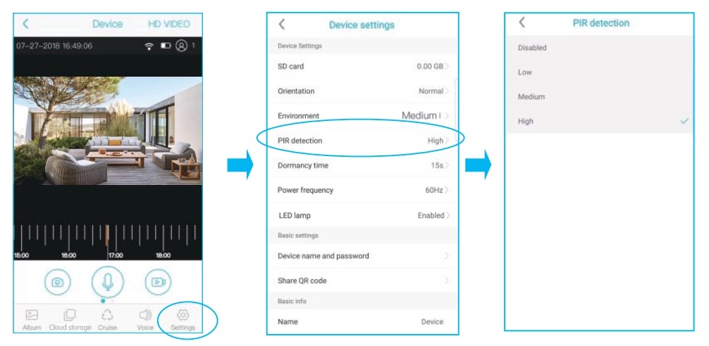 PIR Detection Setting