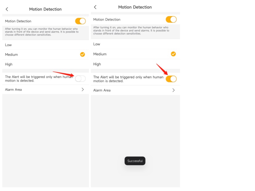Set up Motion detection