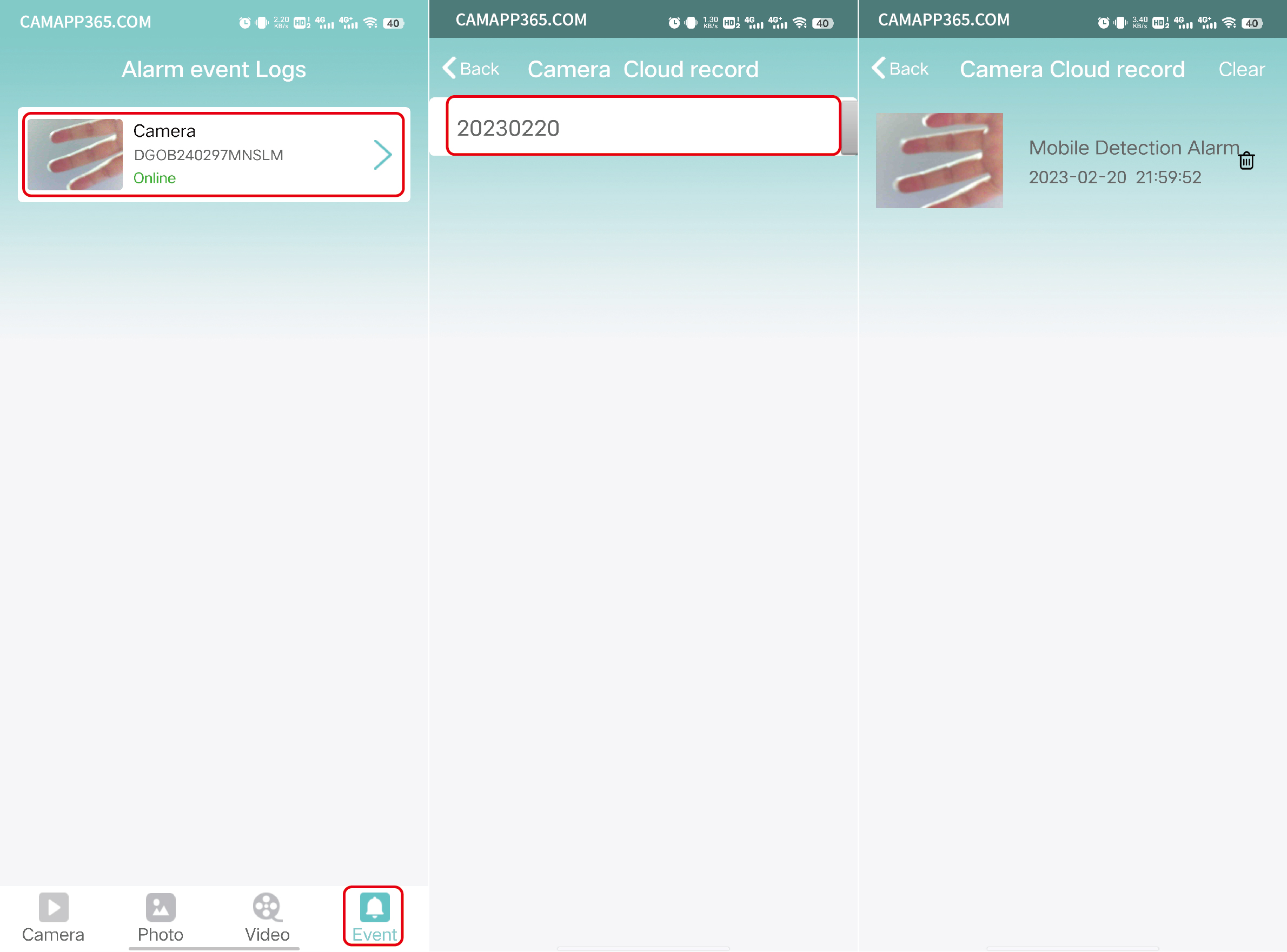 Viewing alarm messages