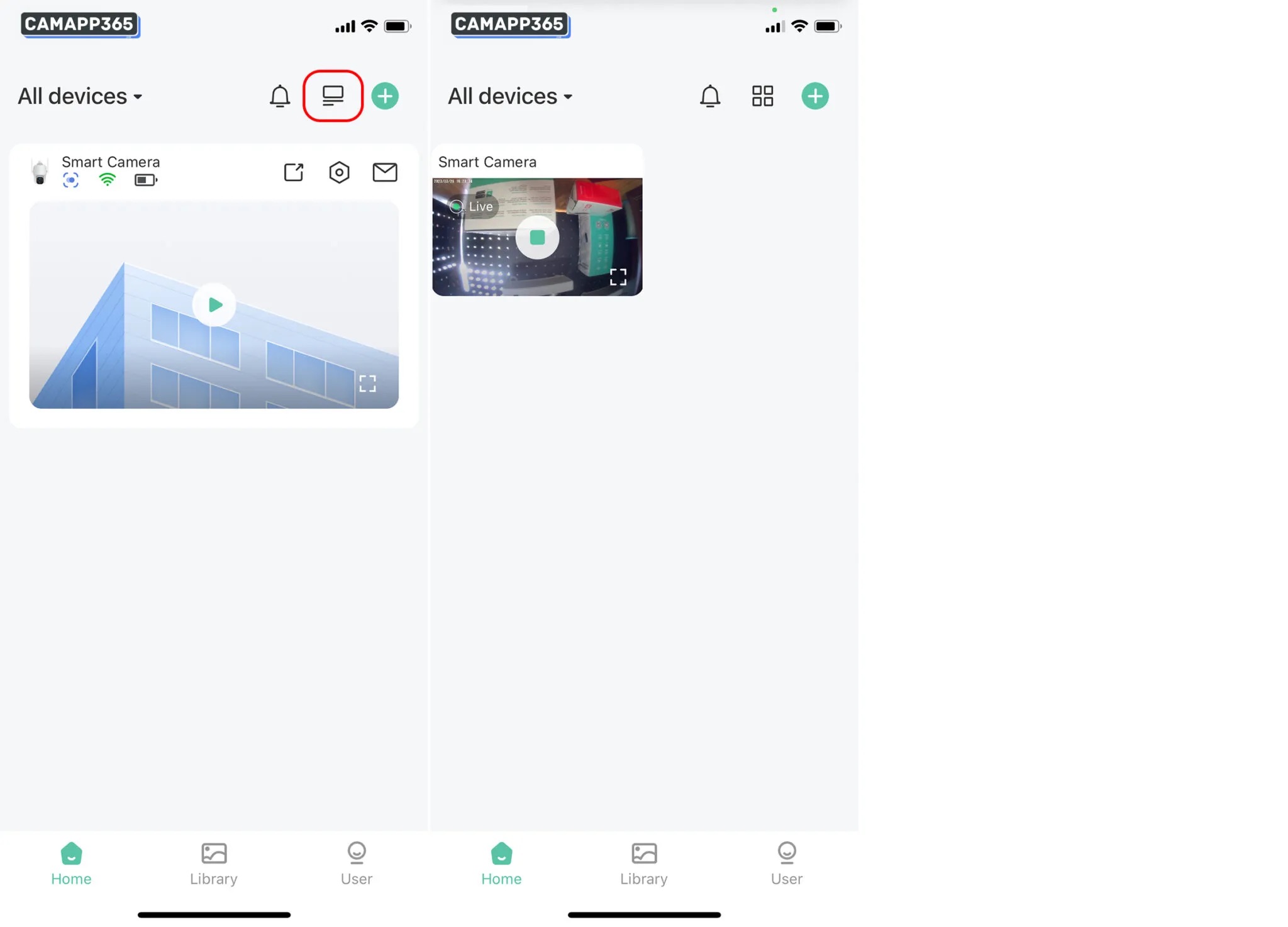 By clicking on the ‘‘ icon, you can watch multiple GMK cameras at the same time.