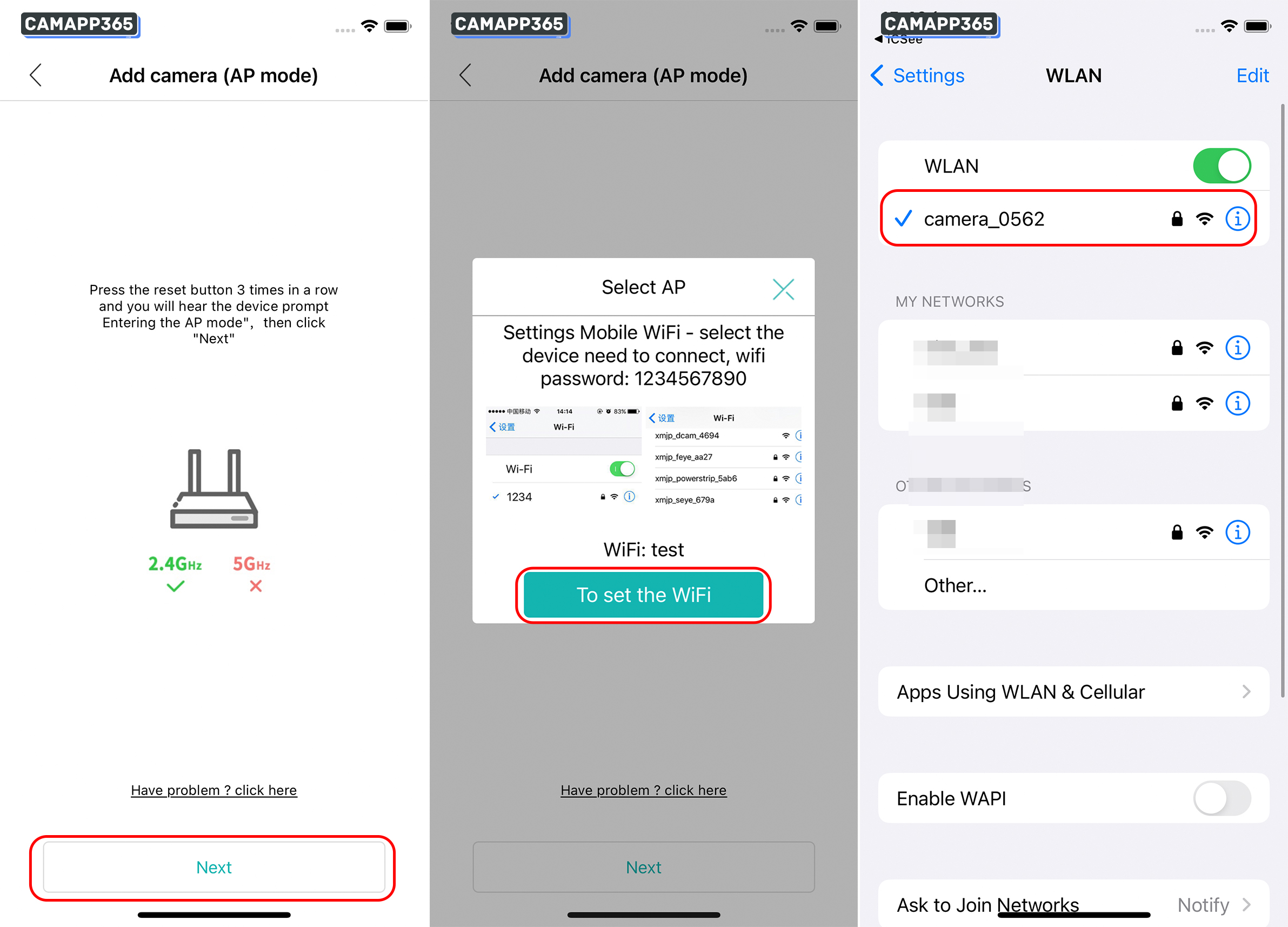 AP mode - Connect iCSee CameraTo Wifi