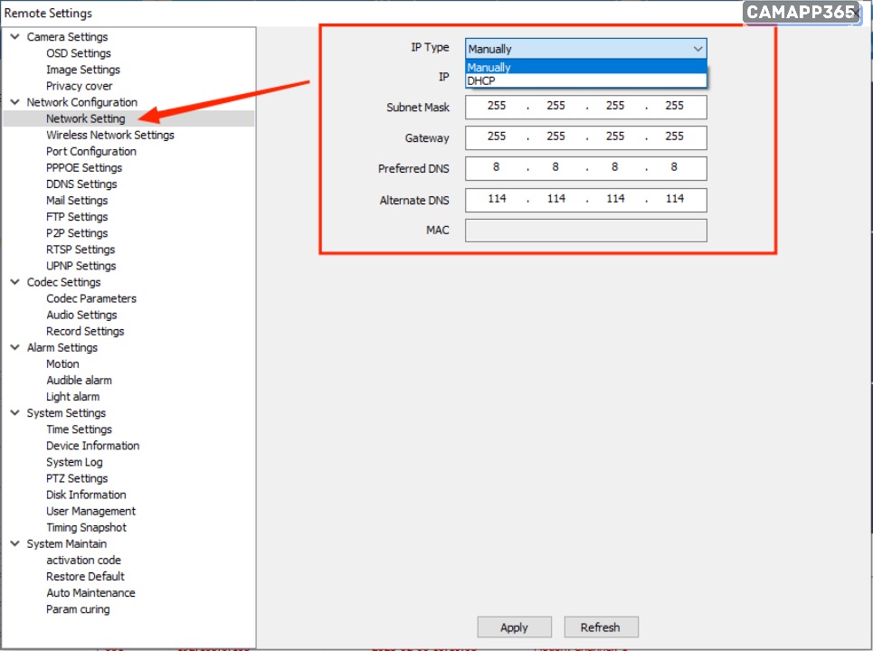 Network configuration
