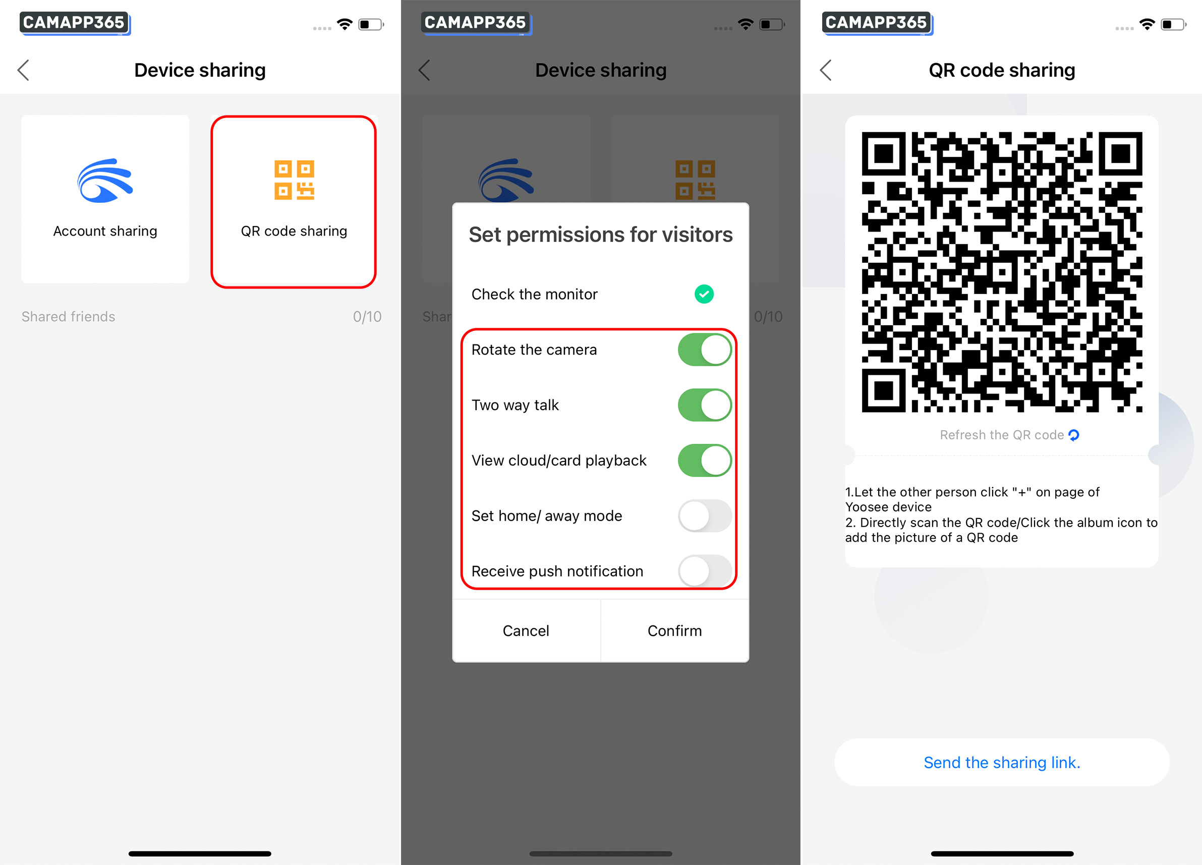QR code sharing - Share Yoosee Camera