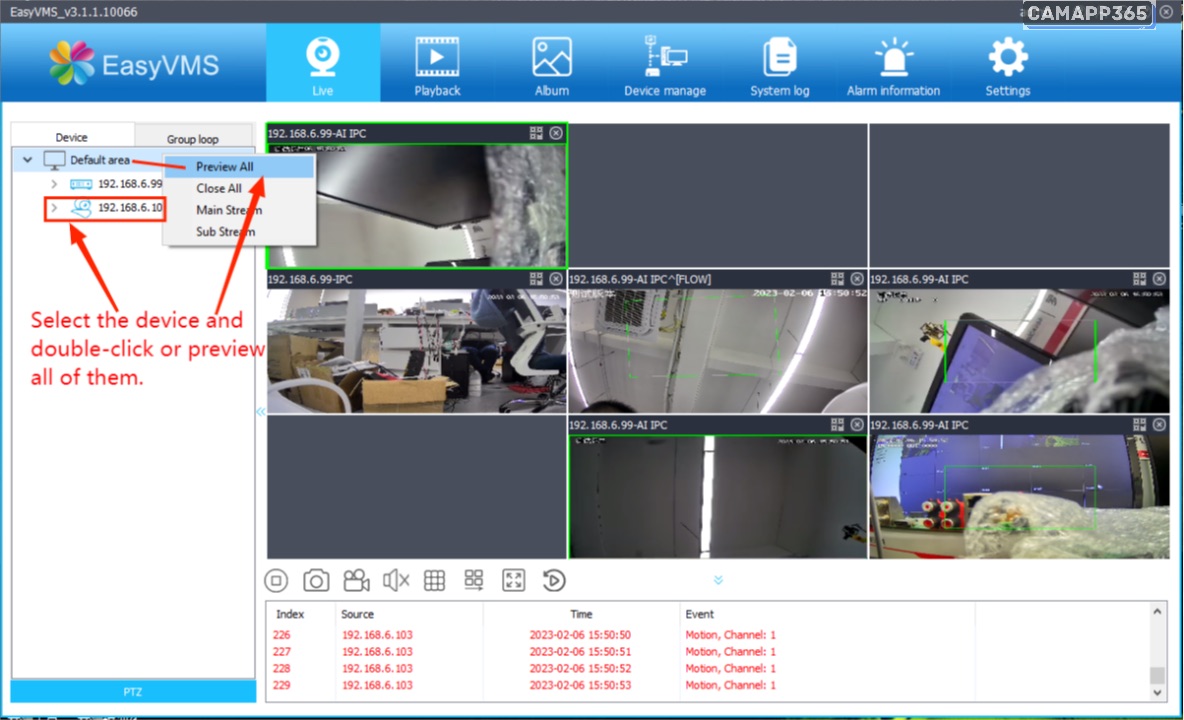 Real-time preview