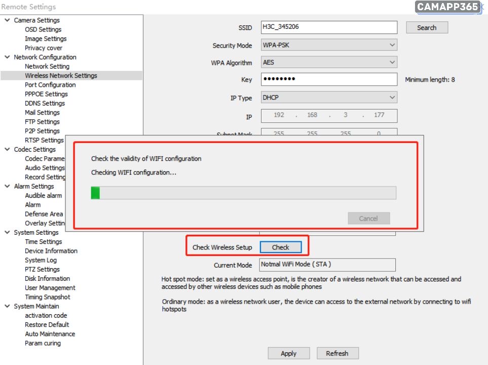 WiFi settings