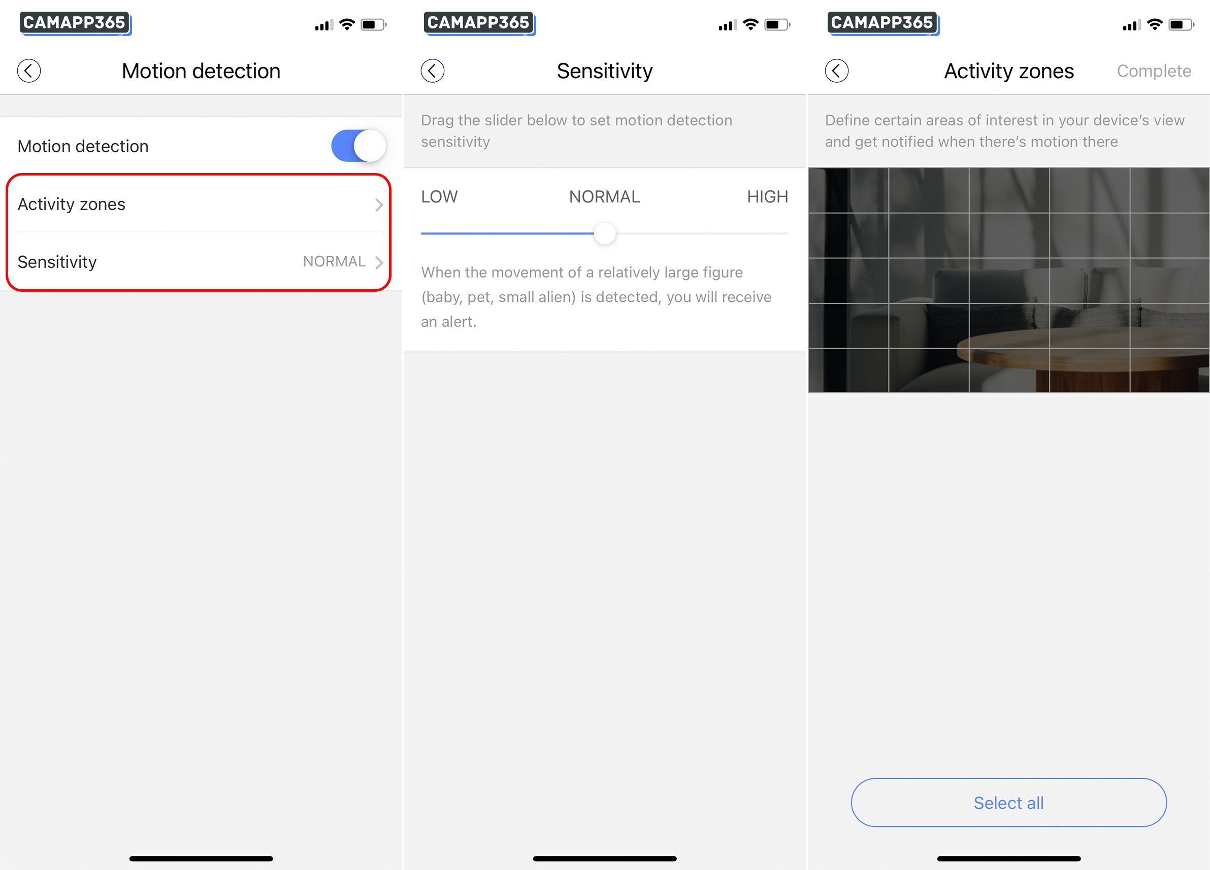 Setting Motion detection