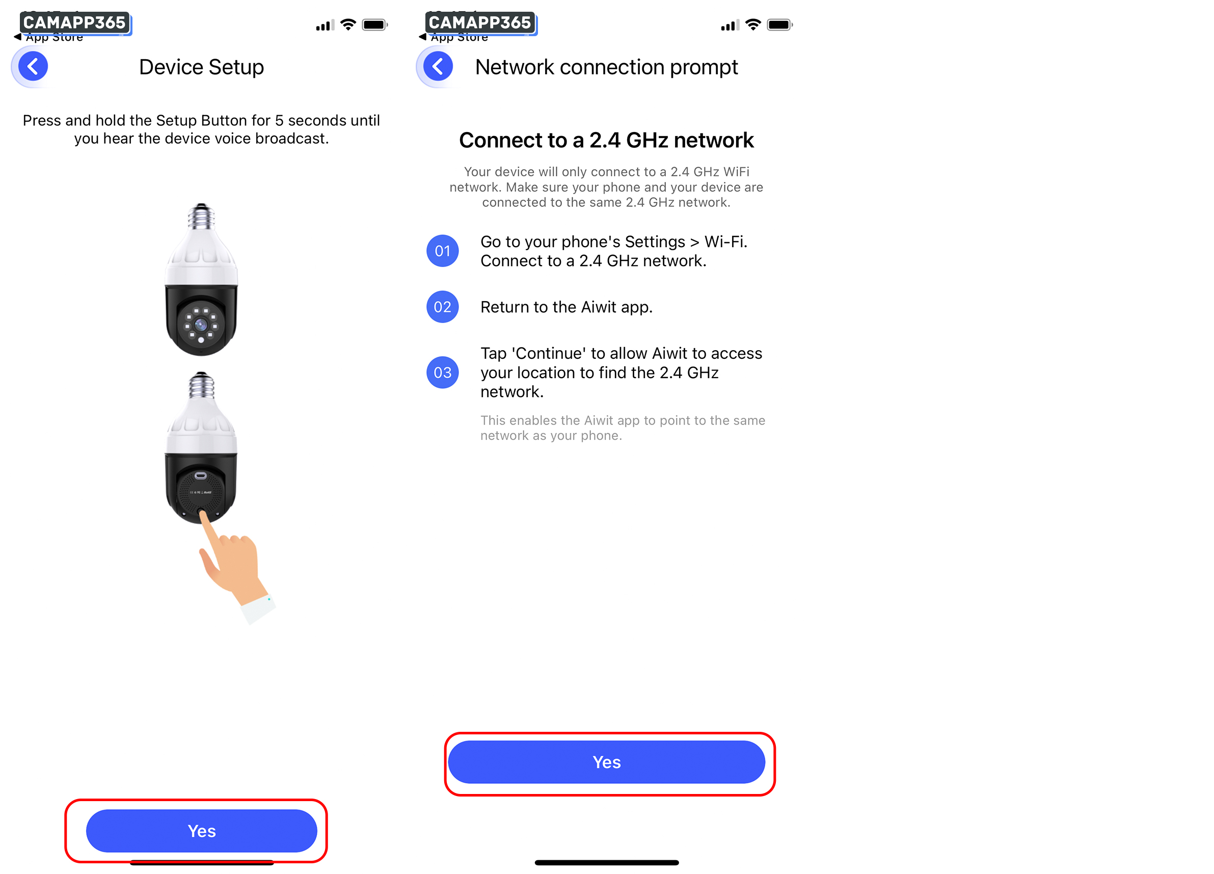 Connect Aiwit Light bulb camera to wifi