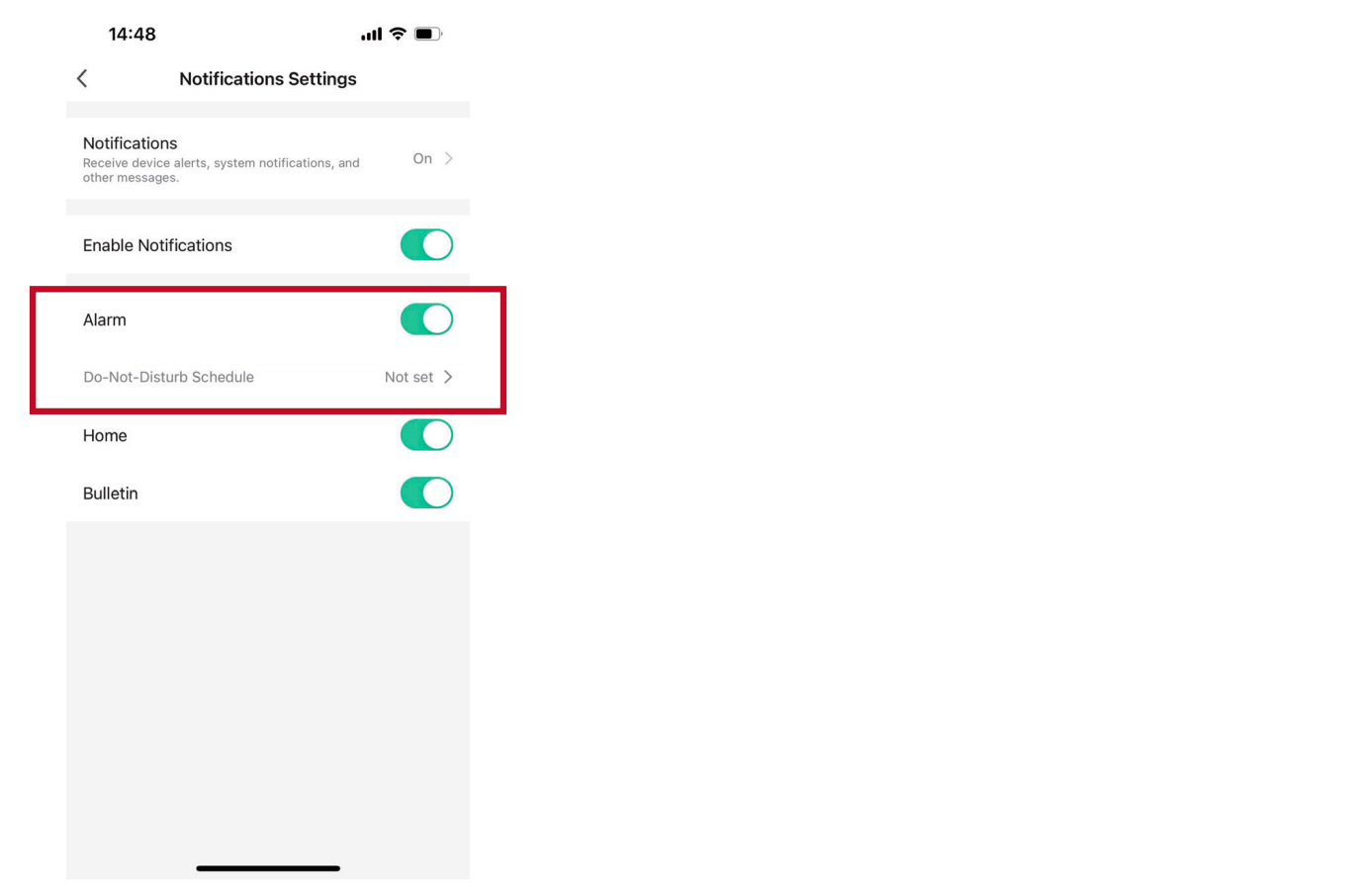 Detection settings